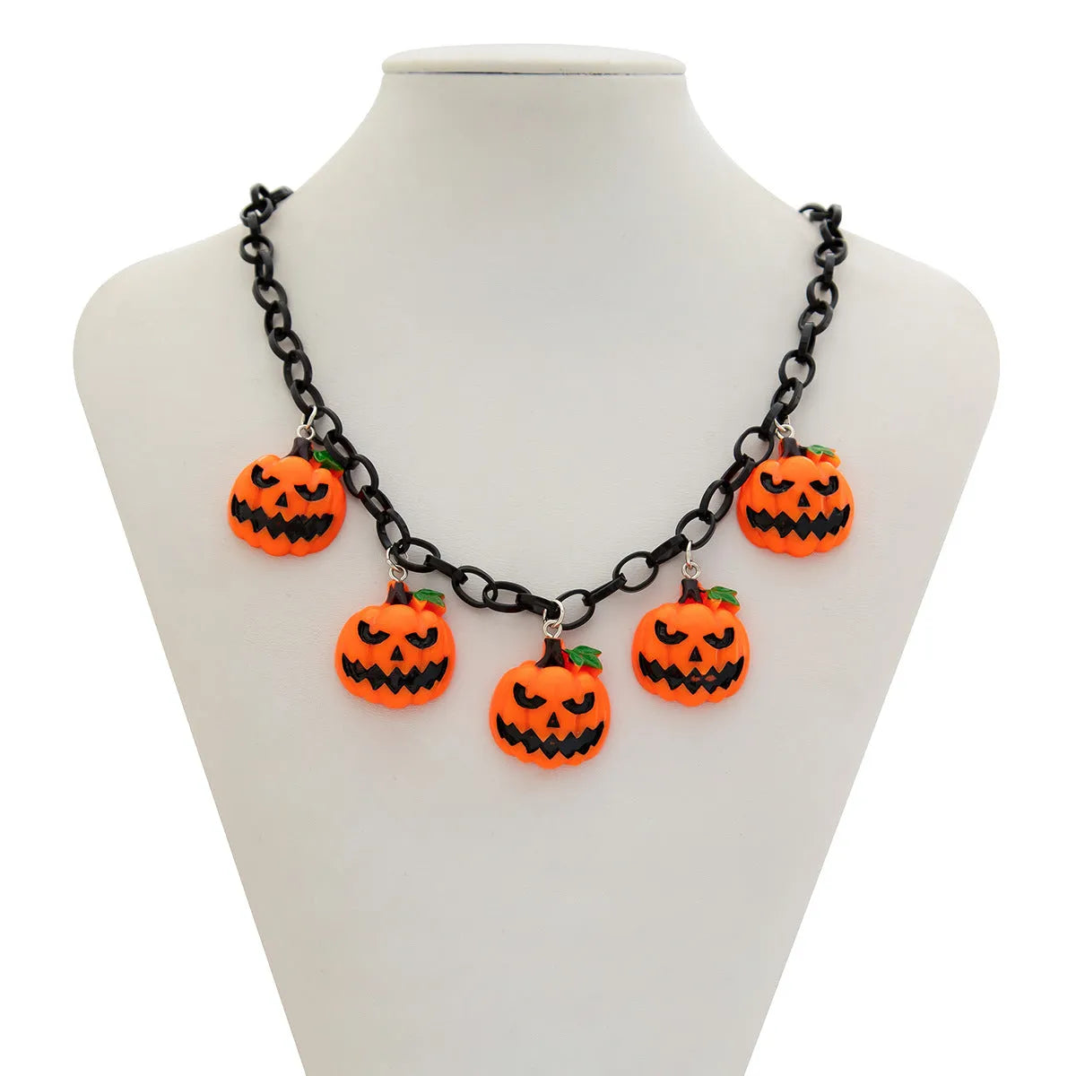 Halloween pumpkin ghost necklace with acrylic pendant in mixed colours