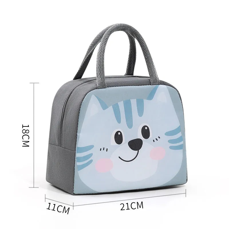 Children's insulated lunch box bag with aluminium foil in orange bear cartoon design