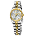 Ladies waterproof quartz fashion watch with slim 10mm profile in gold and silver colour options