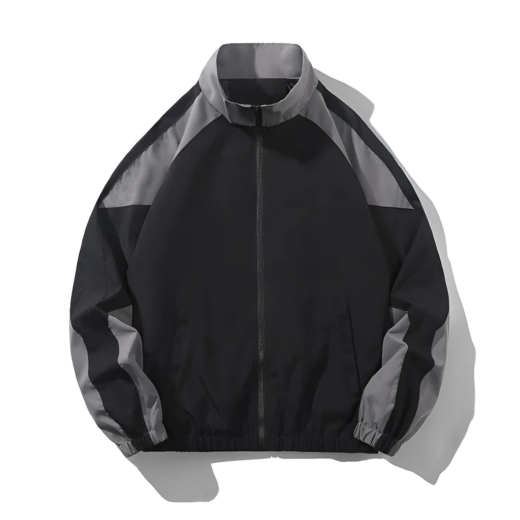Men's casual jacket with contrast stitching and side seam pockets in black colour