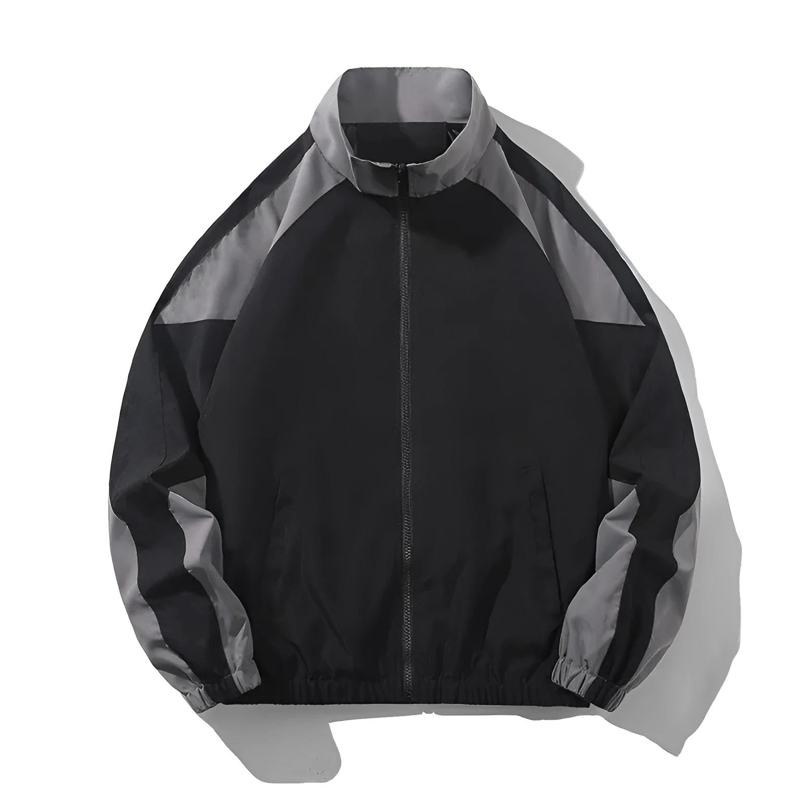 Men's casual jacket with contrast stitching and side seam pockets in black colour