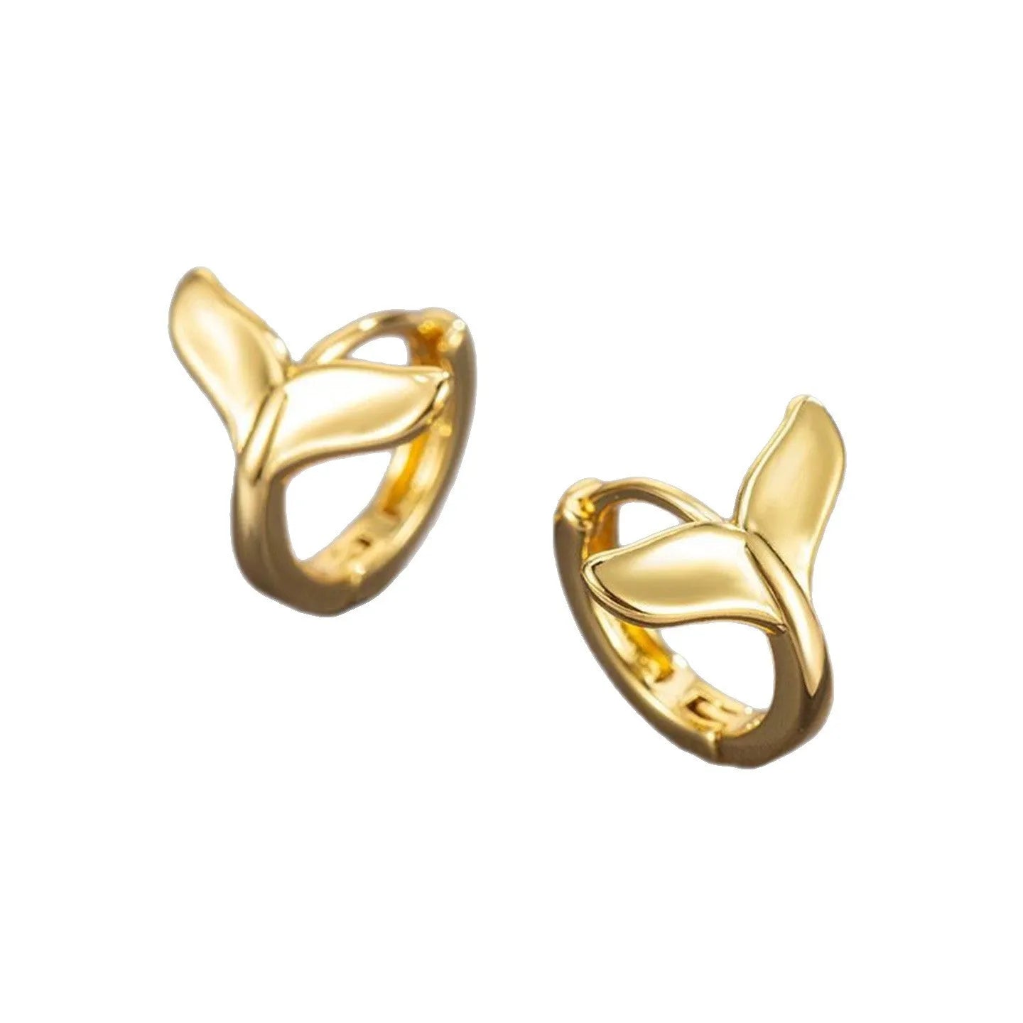 Women's fishtail design earrings in electroplated gold finish on copper