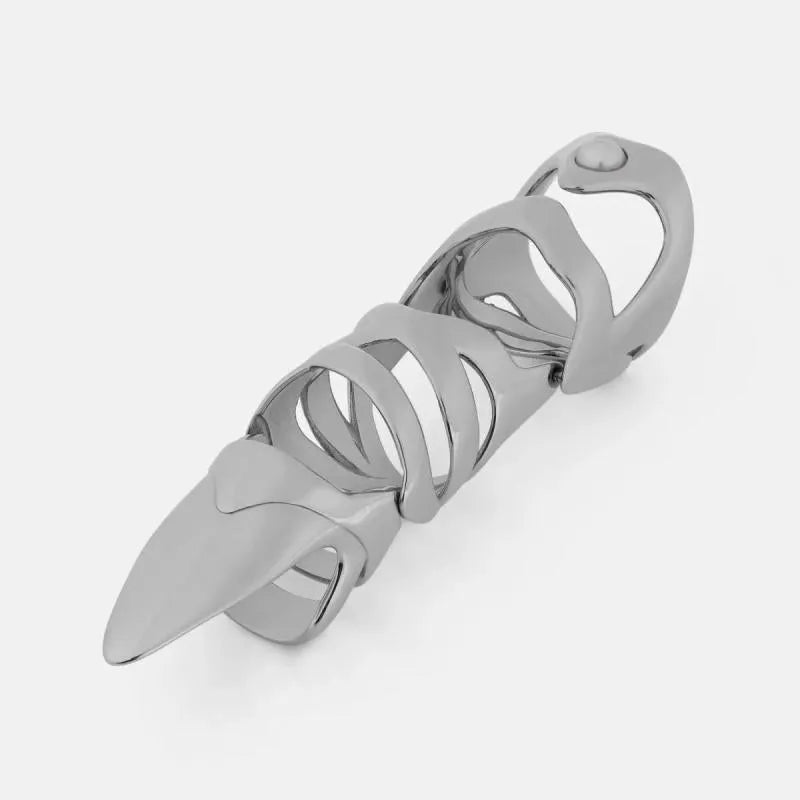 Silver alloy armour finger cover or stall for punk and cosplay accessory use