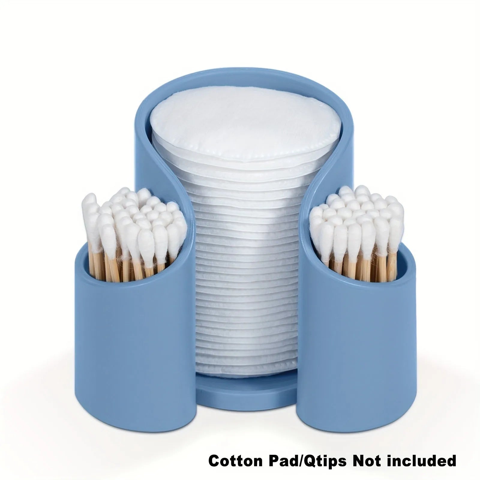 Modern solid-colour plastic box for storing dental floss and cotton swabs.