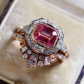 Rose gold geometric retro style women's ring in alloy material with ins fashion aesthetic