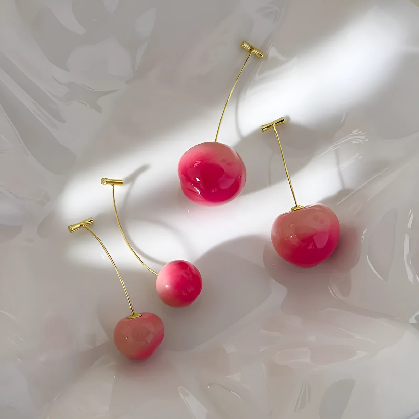 Acrylic peach fruit earrings with copper findings in small and large size options
