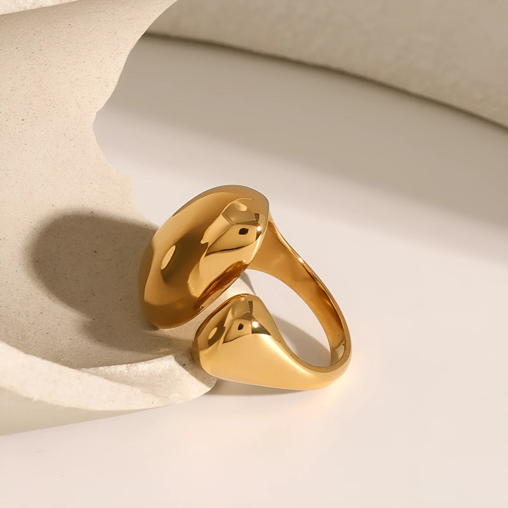 Women's stainless steel geometric open ring with exaggerated European American style