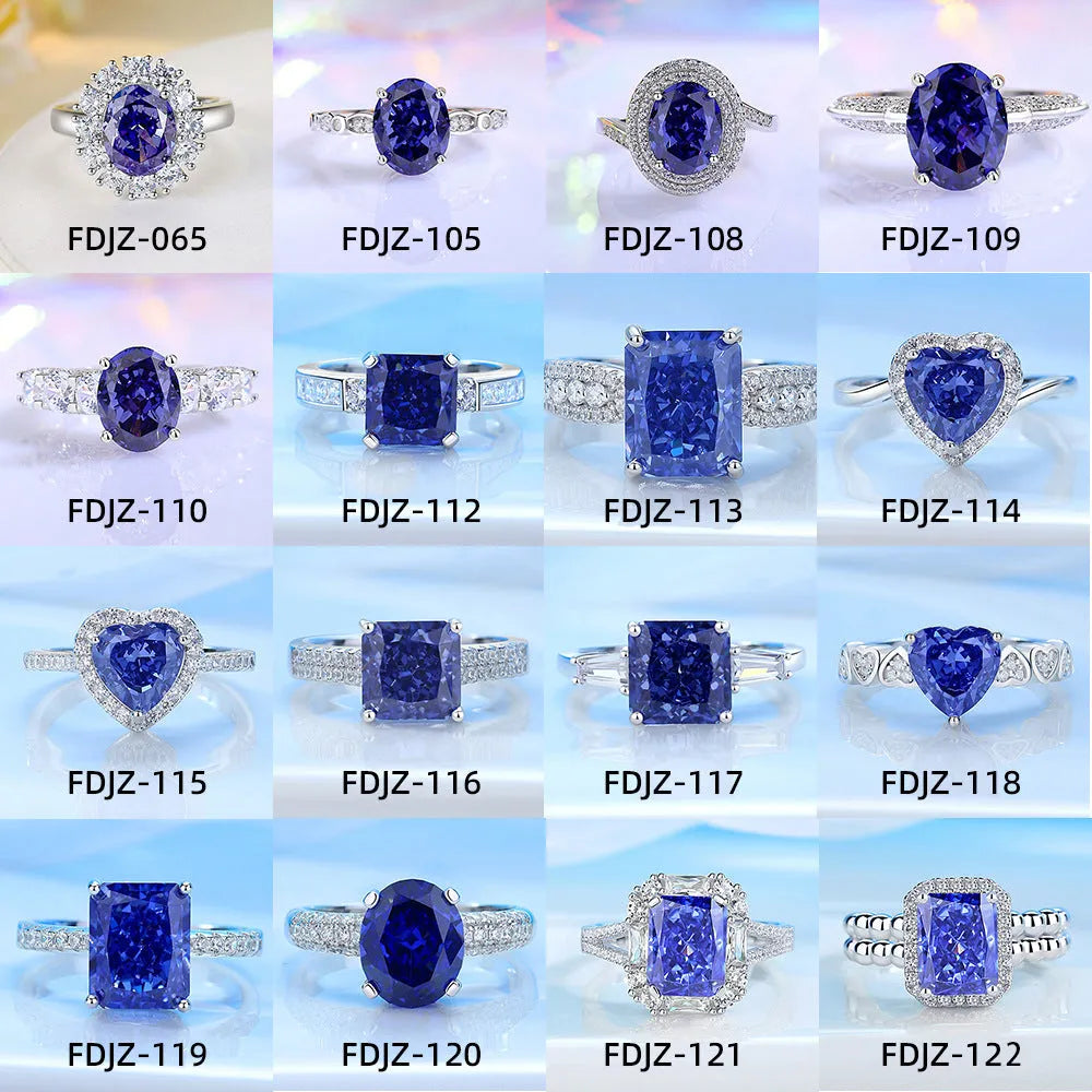 Heart-shaped high carbon diamond-cut ice flower zircon stone in a women's 925 sterling silver ring.