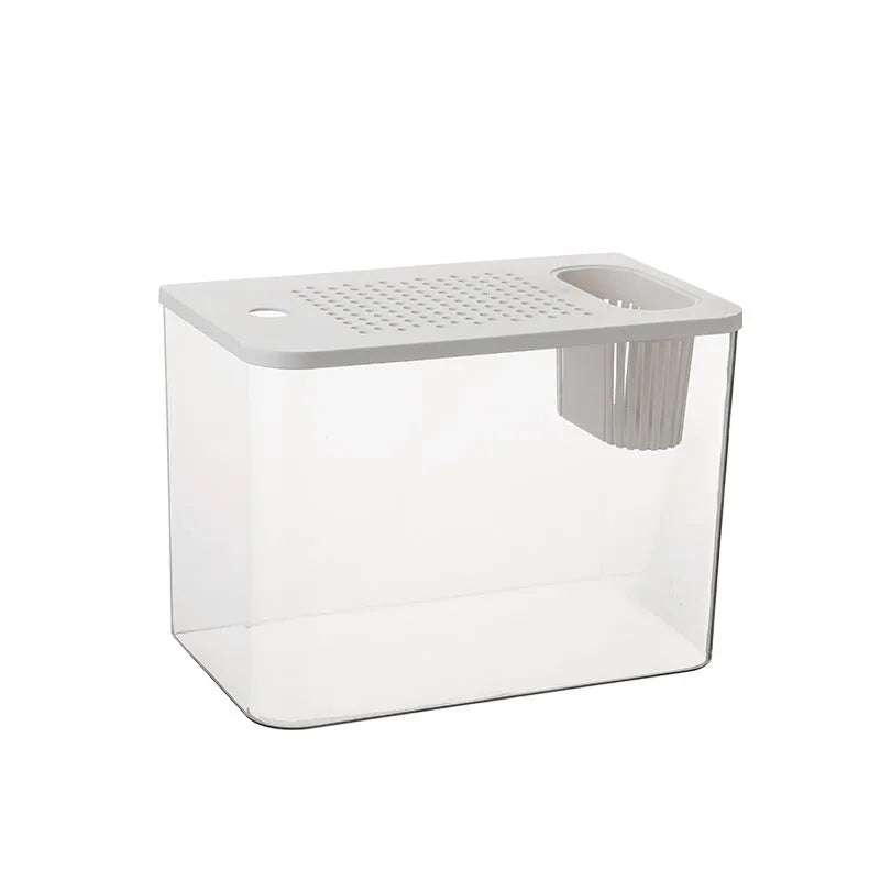 Mini betta fish tank aquarium with cover lid measuring 32cm long by 18.5cm wide