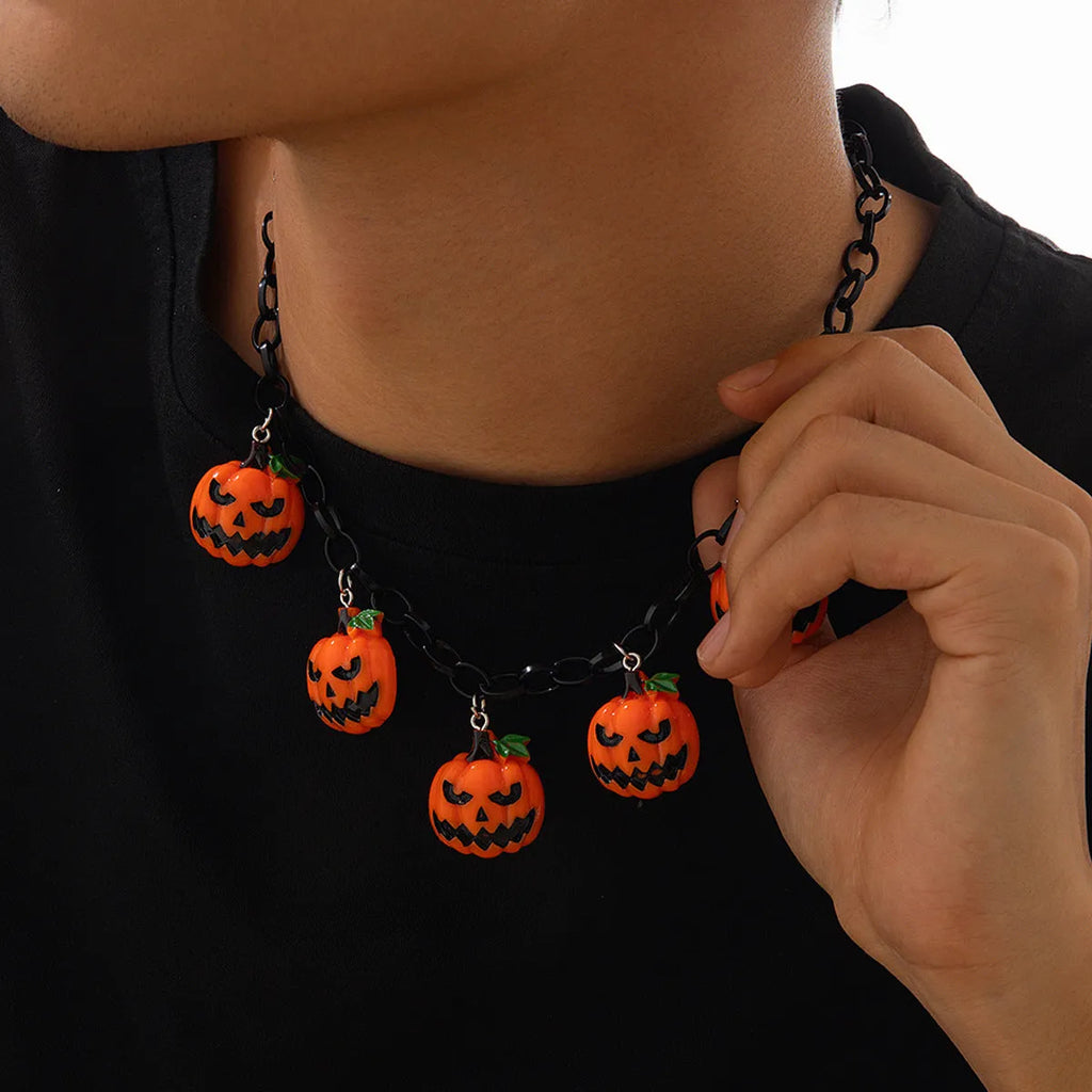 Halloween pumpkin ghost necklace with acrylic pendant in mixed colours