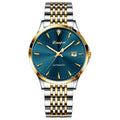 Men's automatic mechanical watch with stainless steel bracelet and simple dial