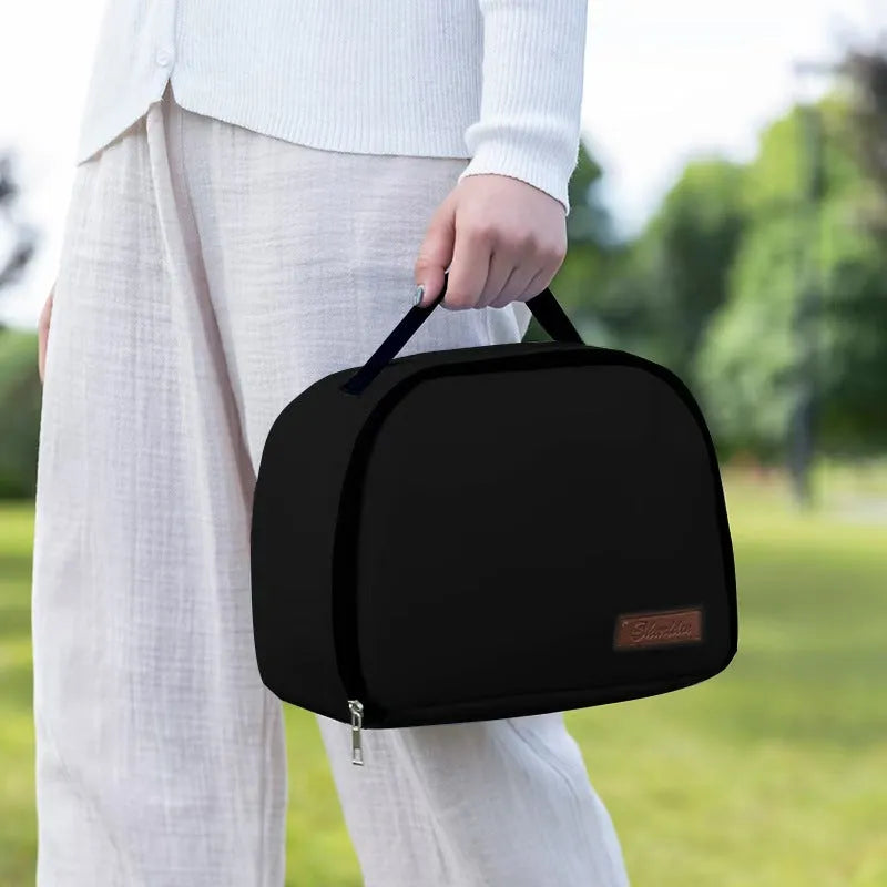 Insulated lunch box bag in textured cloth available in multiple colours for keeping food warm