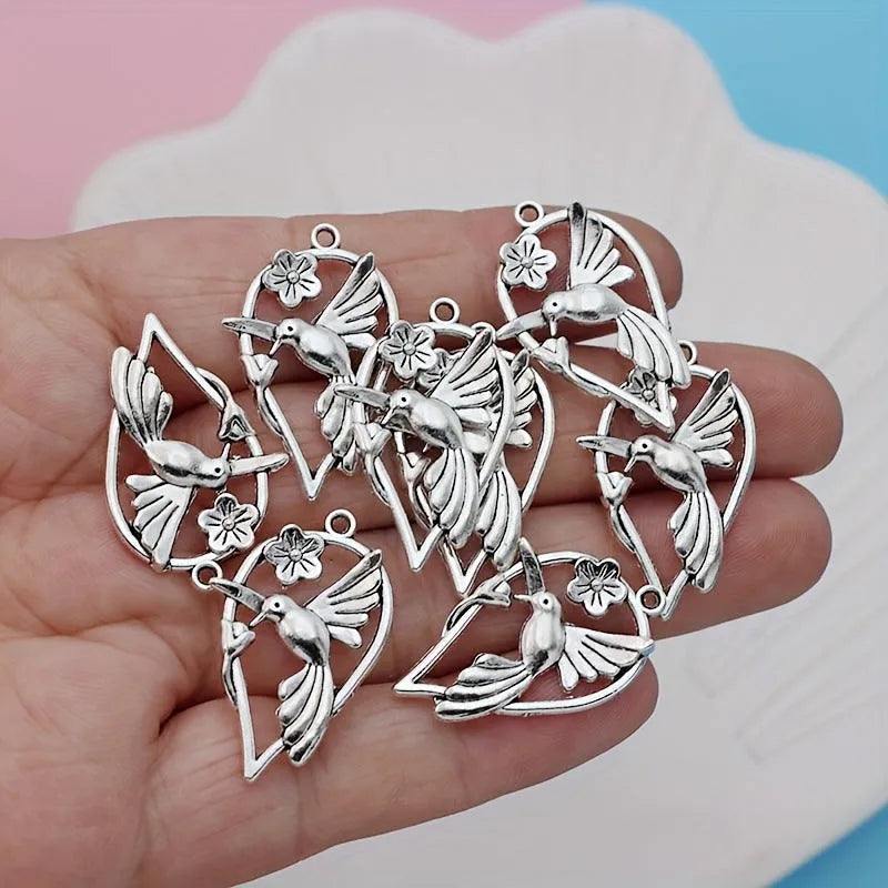 Alloy Magpie bird pattern pendant with electroplated finish for DIY jewellery making