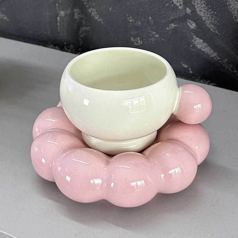 Ceramic coffee cup and dish set in a simple Nordic style, shown in a solid colour with a 250ml capacity.