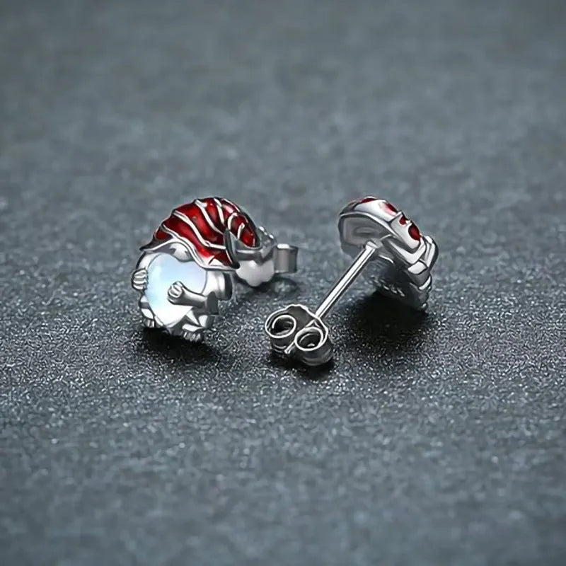 Women's Santa Claus heart-shaped earrings in electroplated white gold colour