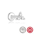 S925 sterling silver geometric petal stud earrings with platinum finish showing diamond in debris design