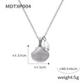 French vintage shell jeweled pendant necklace with titanium steel chain and freshwater pearl bead
