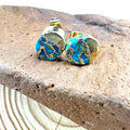 Handcrafted natural stone stud earrings with irregular shape and simple bohemian style.
