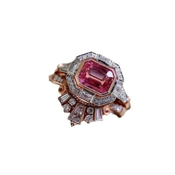 Rose gold geometric retro style women's ring in alloy material with ins fashion aesthetic
