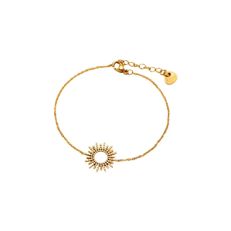 Sunflower Series women's 14K gold plated geometric chain necklace and bracelet set