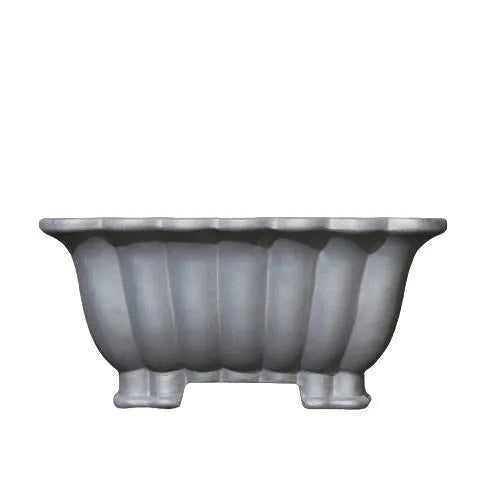 Square purple sand ceramic bonsai pot with classical design for desktop display