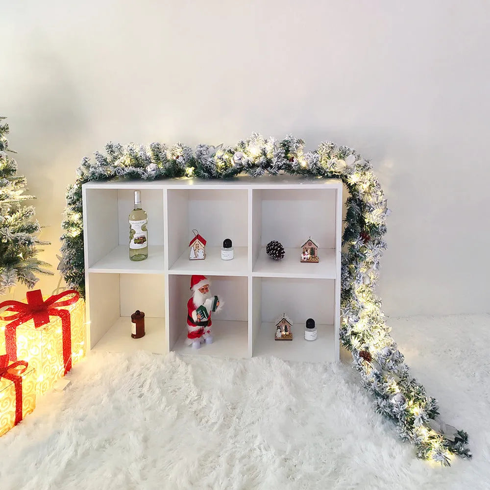 Christmas rattan garland flocking decoration with PVC American style artificial foliage vine