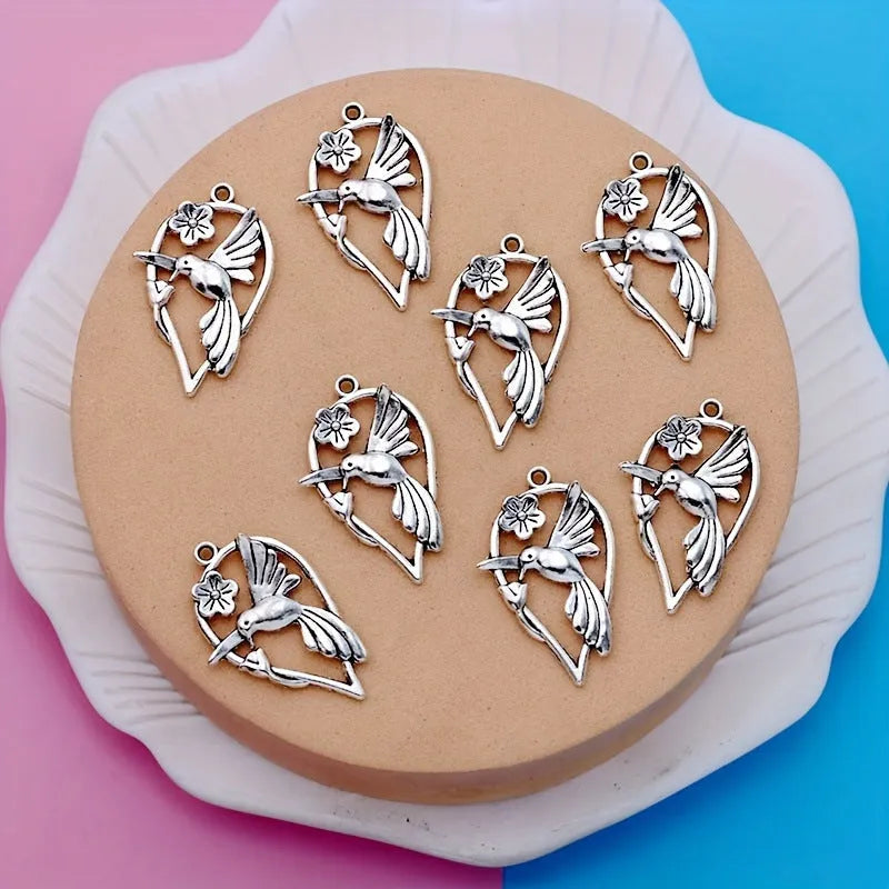 Alloy Magpie bird pattern pendant with electroplated finish for DIY jewellery making