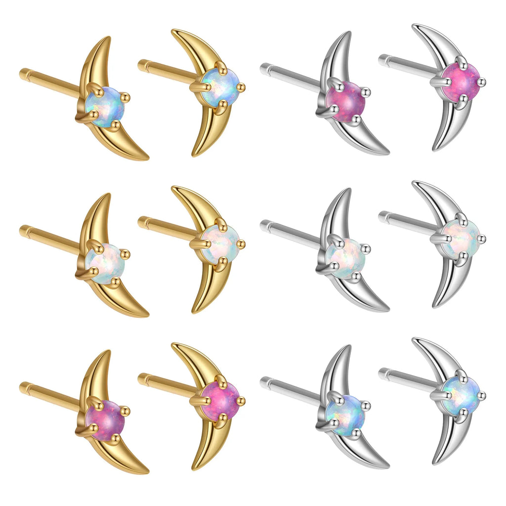 Women's geometric 925 silver earrings with cubic zirconia stones in gold or platinum finishes