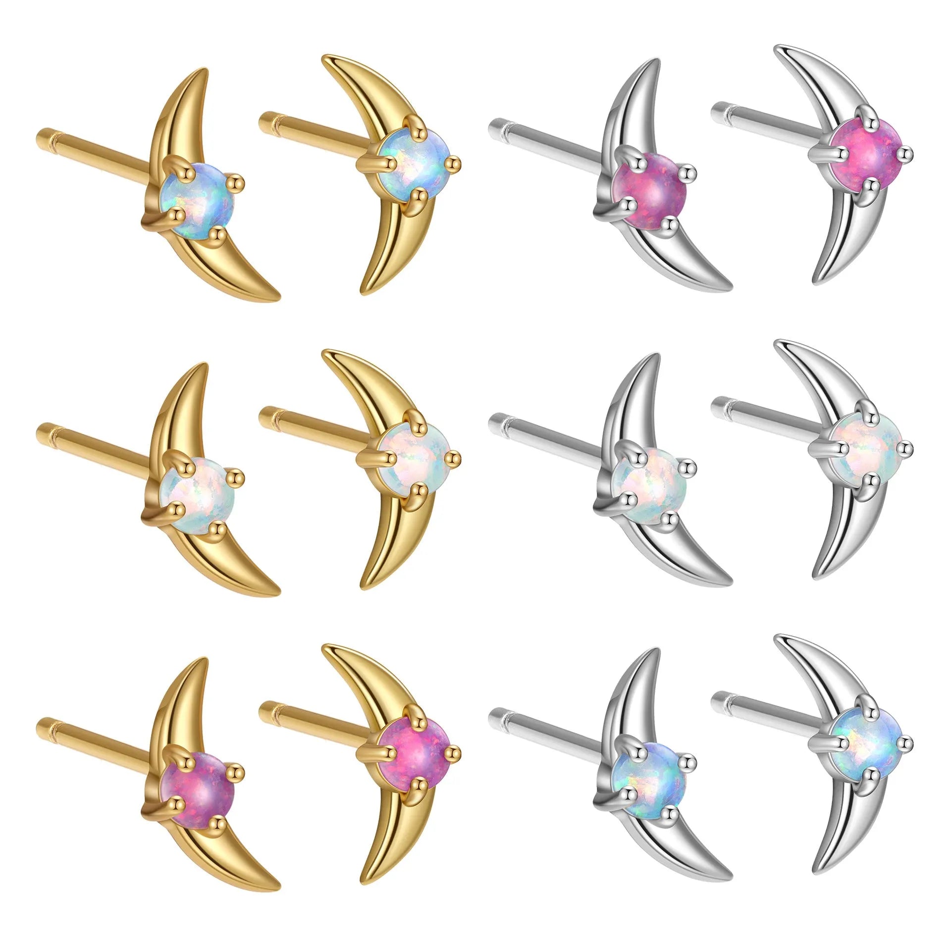 Women's geometric 925 silver earrings with cubic zirconia stones in gold or platinum finishes