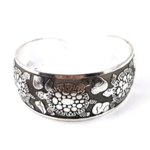 Ethnic carved open Miao silver Roman bracelet in alloy with elephant colour option