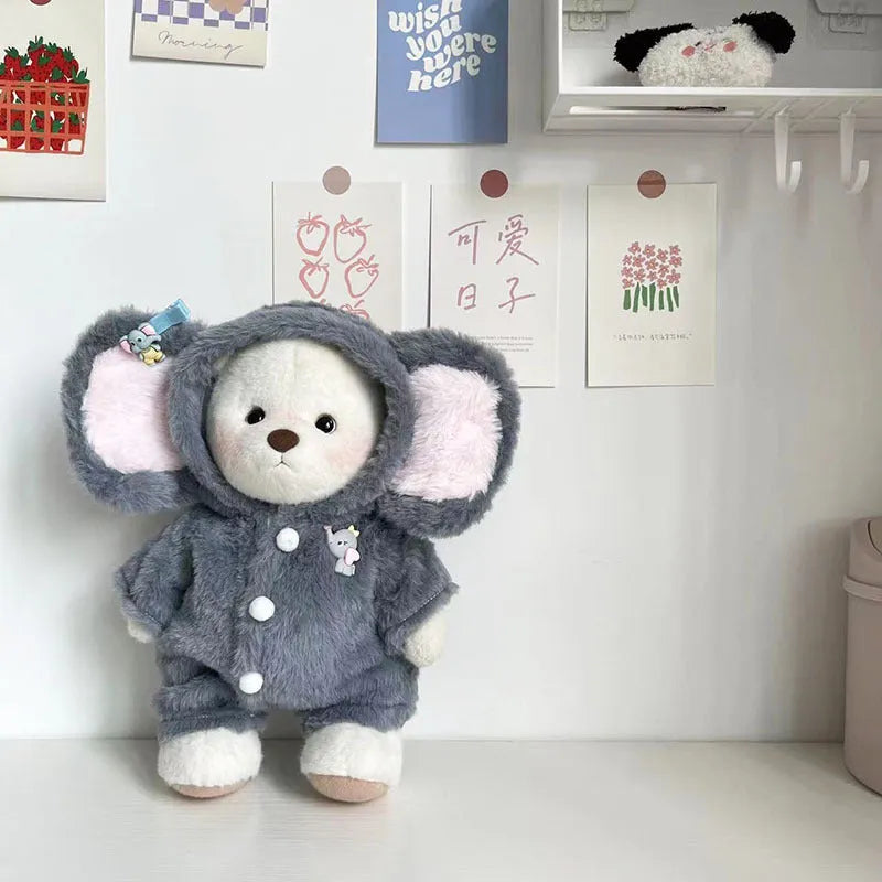 Grey elephant jumpsuit plush costume for 30cm Lina bear doll