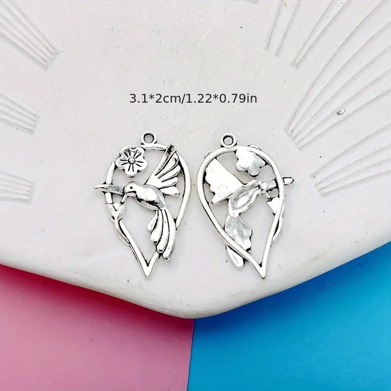 Alloy Magpie bird pattern pendant with electroplated finish for DIY jewellery making