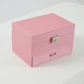 Hard PU leather jewelry storage box in a choice of four solid colours.