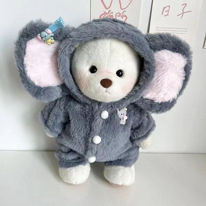 Grey elephant jumpsuit plush costume for 30cm Lina bear doll