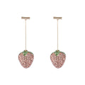 Geometric spot drill strawberry stud earrings for women in red, pink, purple, champagne, pink white or white powder.