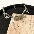 Dark style multi-layer cross necklace with twin clavicle chains and adjustable length