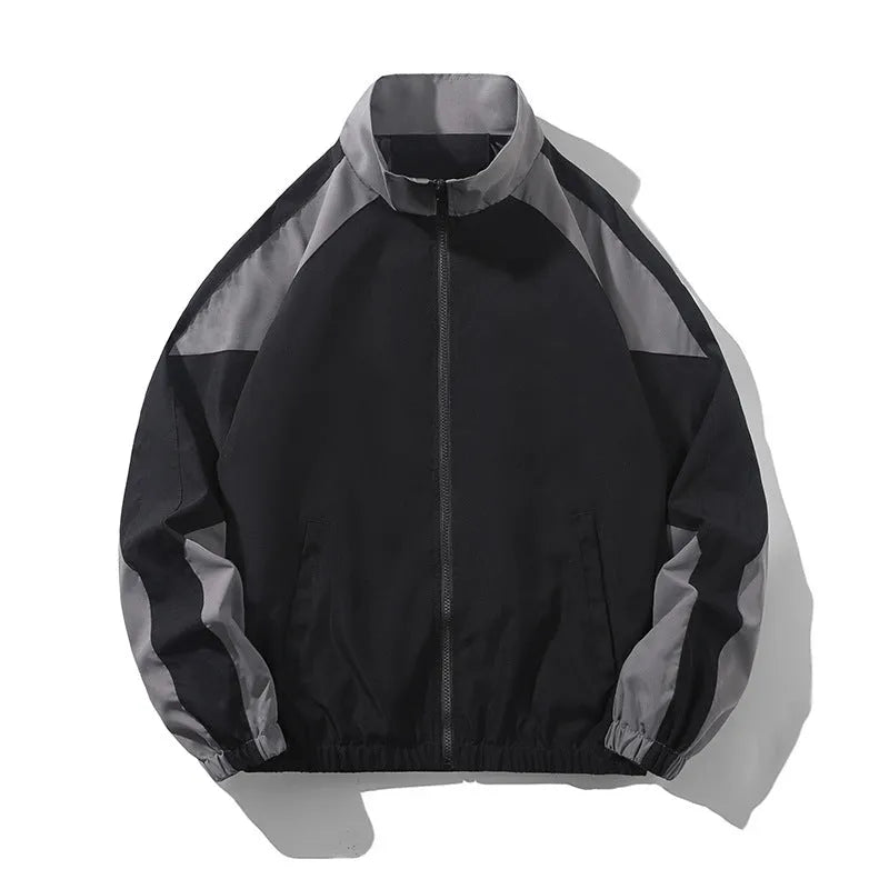 Men's casual jacket with contrast stitching and side seam pockets in black colour