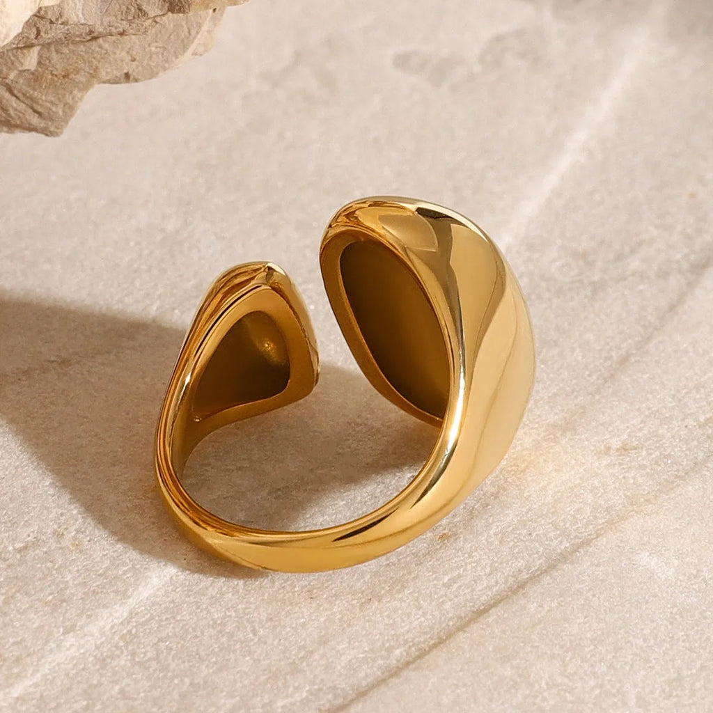 Women's stainless steel geometric open ring with exaggerated European American style