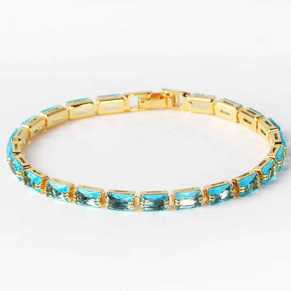 Gold or platinum electroplated zircon bracelet for women in ins style with coloured zirconium accents.