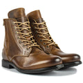Knight Series two-tone leather boots with side zipper in black and brown colours