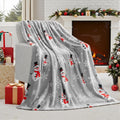 Soft flannel plush Christmas blanket in American style with polyester fibre construction, shown in various size options