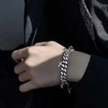 Men's titanium steel geometric bracelet with cross design and cold wind style finish