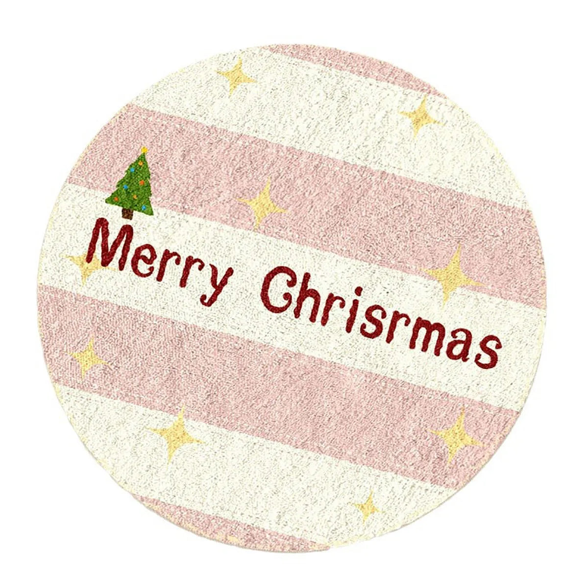 Alien-shaped round Christmas floor mat with cashmere-like texture in holiday patterns
