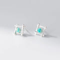 Geometric cross quadrangle stud earrings in 925 silver with gold or silver plating options