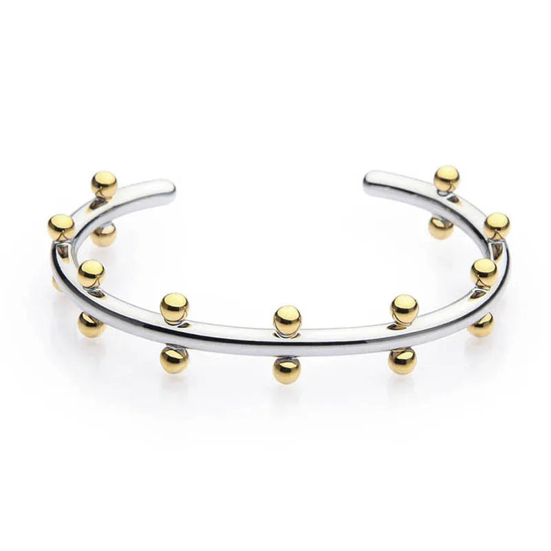 Stainless steel C-shaped bean bead with textured rivet design for jewellery making