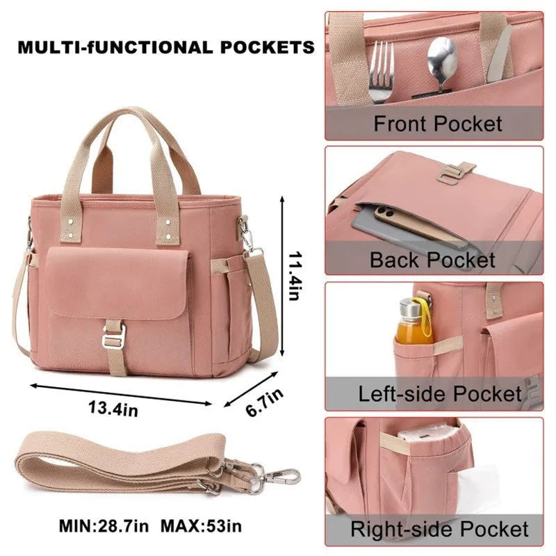 Cube-style Oxford cloth picnic bag with removable shoulder strap and side pocket in insulation colours