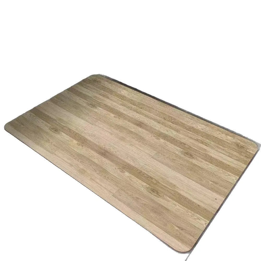 American style square diatom ooze floor mat with wood grain geometric pattern, shown in a bathroom setting.