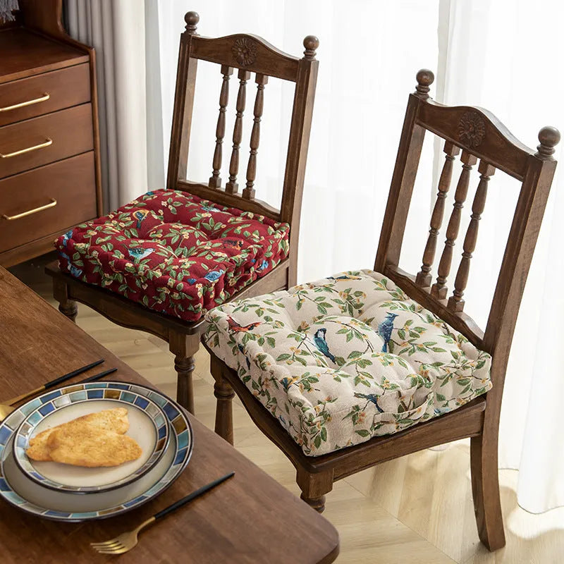 American dining chair back cushion with floral bird pattern, 40×40×8cm dimensions