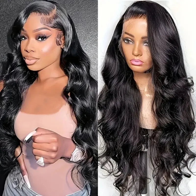 Black big wave lace front wig made from high temperature fibre available in multiple sizes