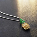 Geometric pineapple diamond pendant necklace on silver plated chain with copper white gold finish